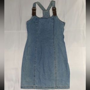 Vintage Tickets Clothing Belt Buckle Straps Racerback Denim Mini Dress
